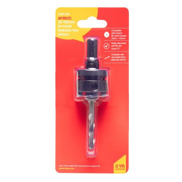 Amtech 32-152mm Bi-metal holesaw hex arbour