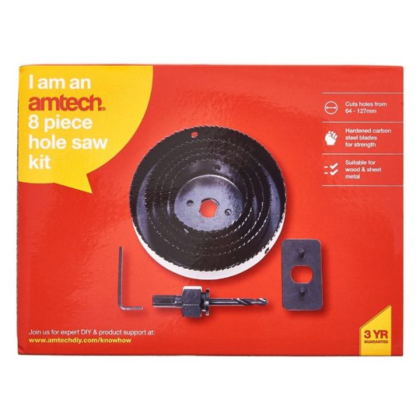 8 Piece circular hole saw kit