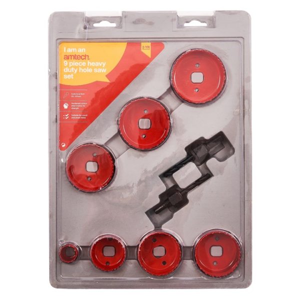 9 Piece heavy duty circular hole saw set