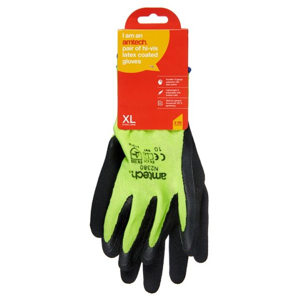 XL (Size 10) Hi-Vis latex coated gloves