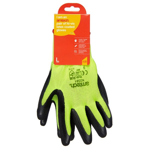 Large (Size 9) Hi-Vis latex coated gloves