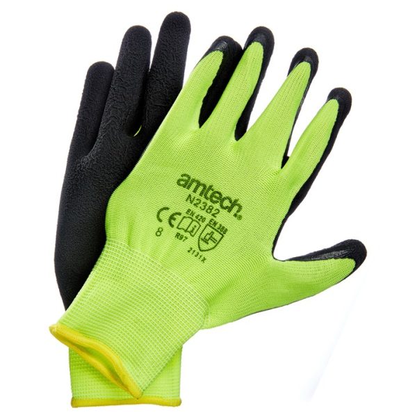 Medium (Size 8) Hi-Vis latex coated gloves