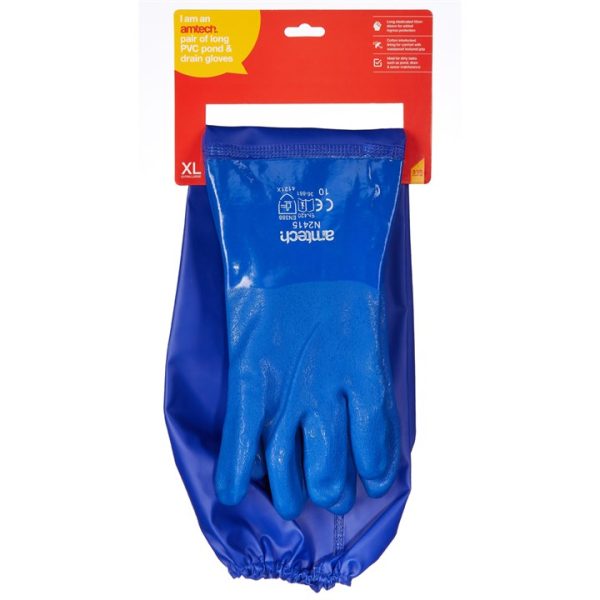 XL (Size 10) Long PVC pond and drain gloves