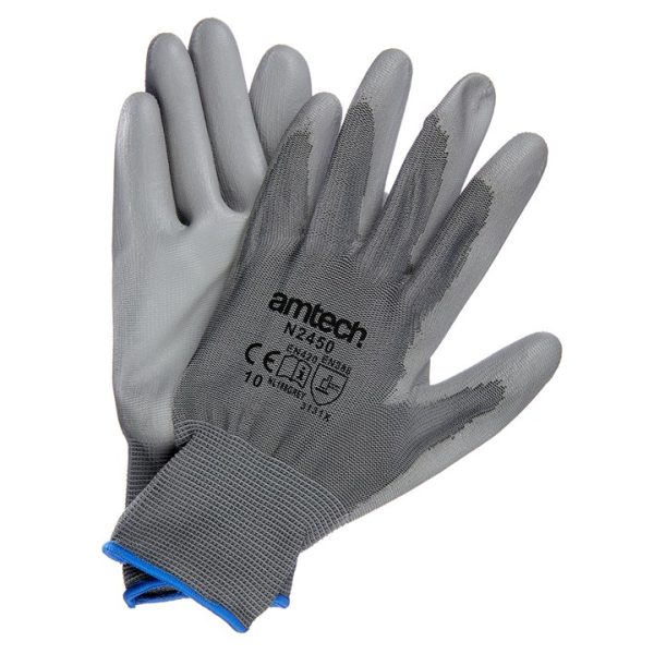 XL (Size 10) Light duty polyurethane-coated work gloves - grey