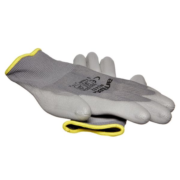 Medium (Size 8) Light duty polyurethane-coated work gloves - white