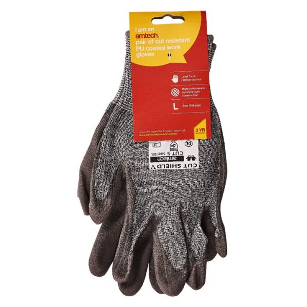 Cut-resistant polyurethane-coated work gloves