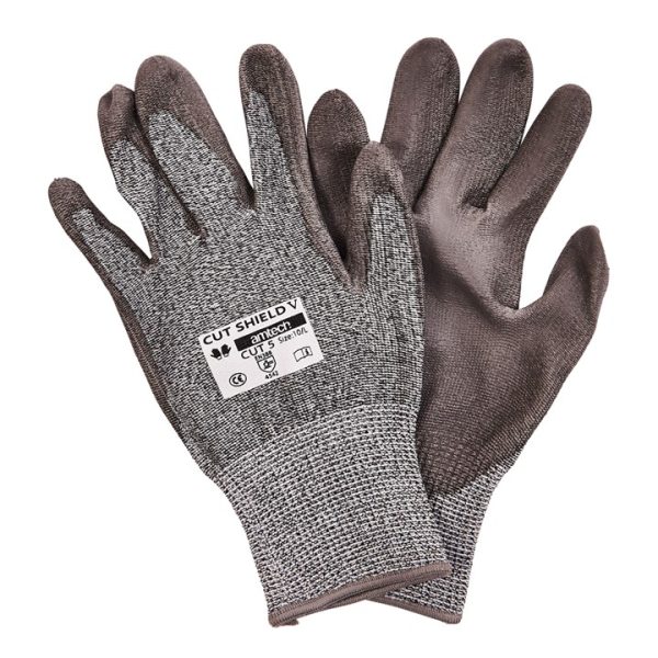 Cut-resistant polyurethane-coated work gloves