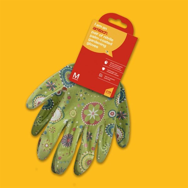 Amtech nitrile palm-coated gardening gloves (Size: M)