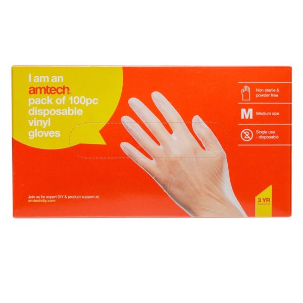 Disposable vinyl gloves size M (100 pack)