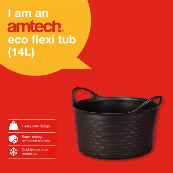 Amtech Black Eco-Friendly Flexi Tub (14L Capacity)