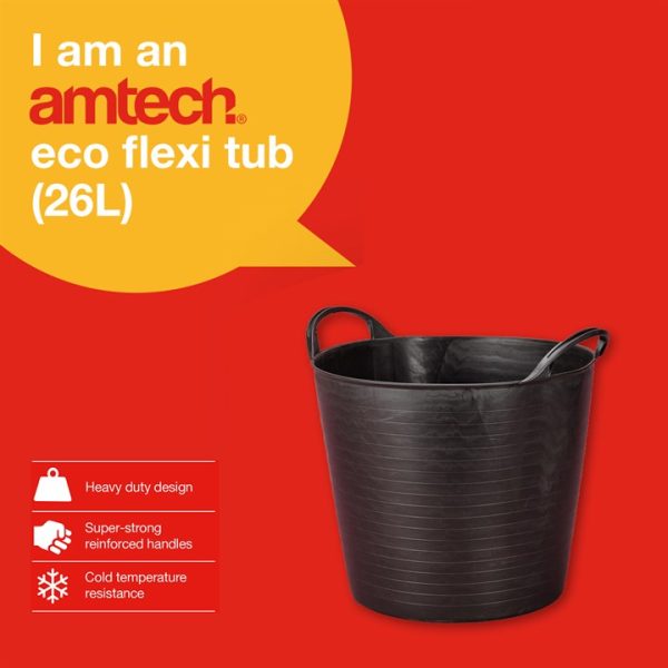 Amtech Black Eco-Friendly Flexi Tub (26L Capacity)