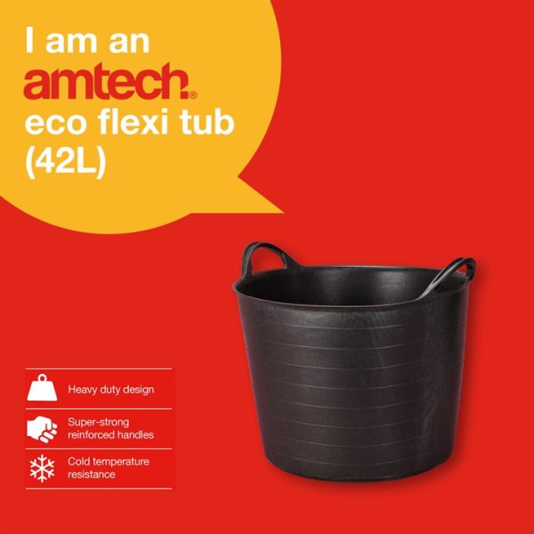 Amtech Black Eco-Friendly Flexi Tub (42L Capacity)