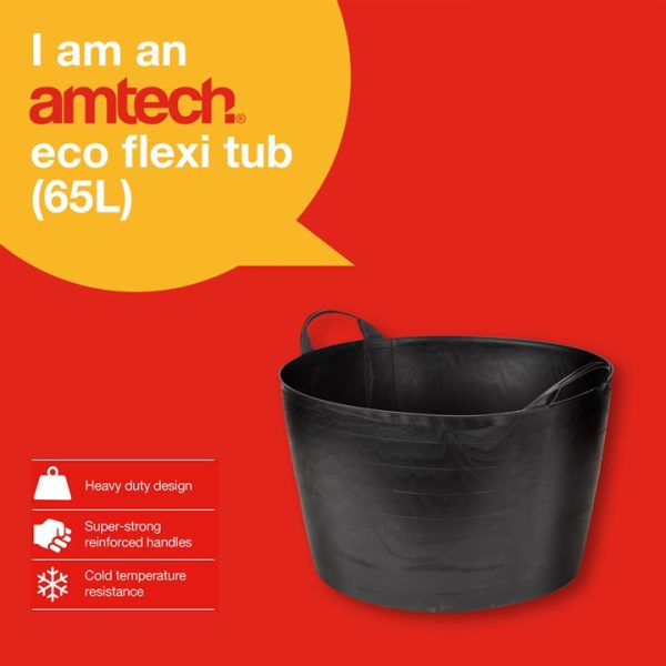 Amtech Black Eco-Friendly Flexi Tub (65L Capacity)