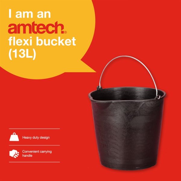 Amtech Black Eco-Friendly Flexi Bucket (13L Capacity)