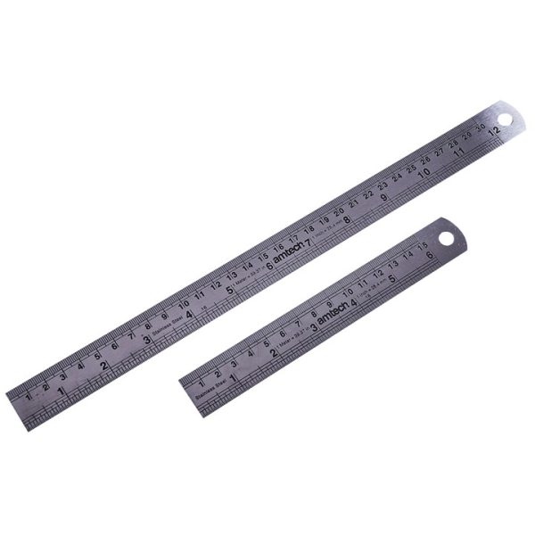 2 Piece steel ruler set