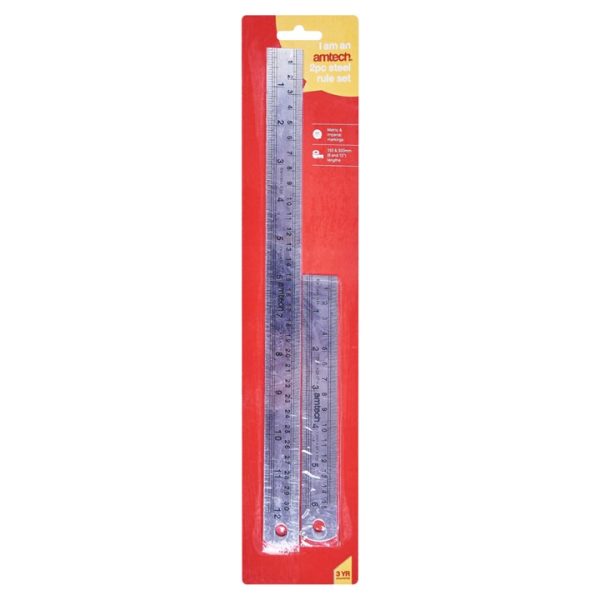 2 Piece steel ruler set