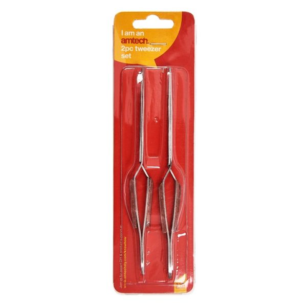 2 Piece wooden handle tweezer set