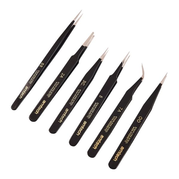 6 Piece coated tweezer set