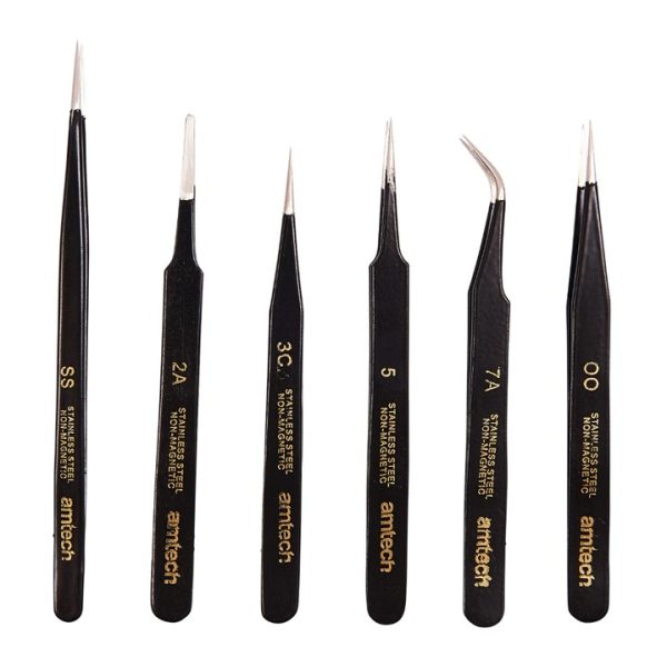 6 Piece coated tweezer set