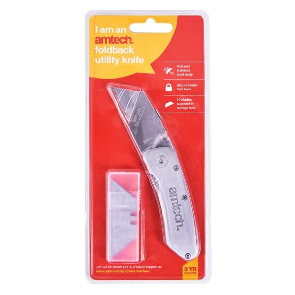 Foldback stainless steel utility knife