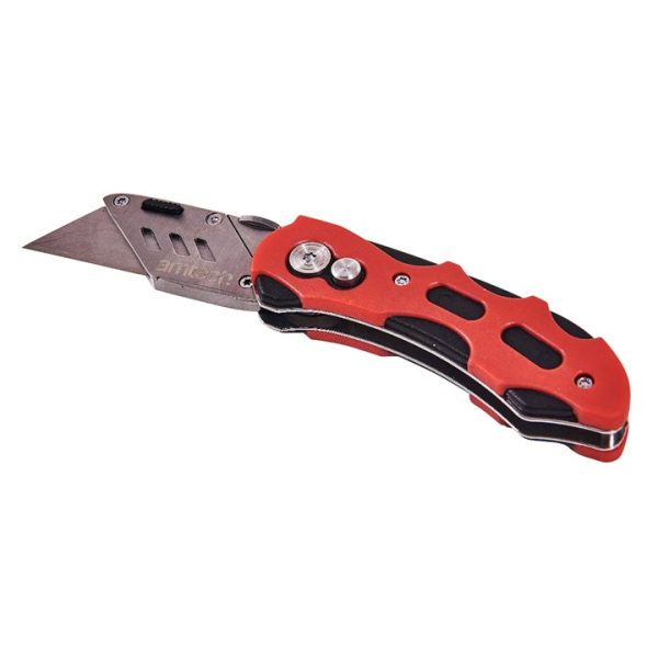 Folding lock-back utility knife with comfort grip