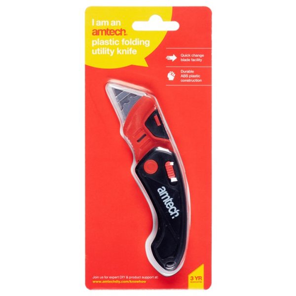 Folding plastic utility knife