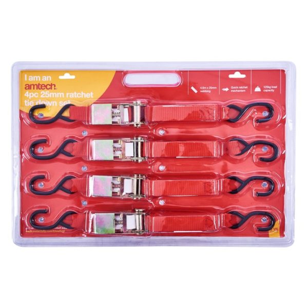 4 Piece 450cm Ratchet tie down set