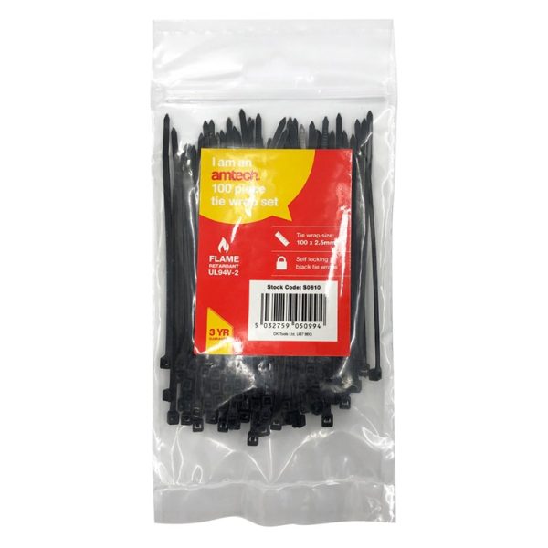 100 Tie wraps (100mm x 2.5mm) - black