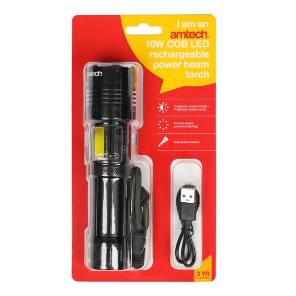 Amtech 10W LED rechargeable power beam torch