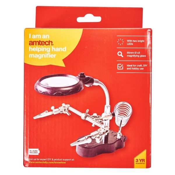 Helping hand magnifier set and soldering stand with LED