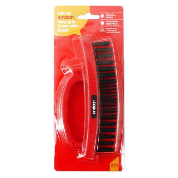 Easy-grip 4-row wire brush