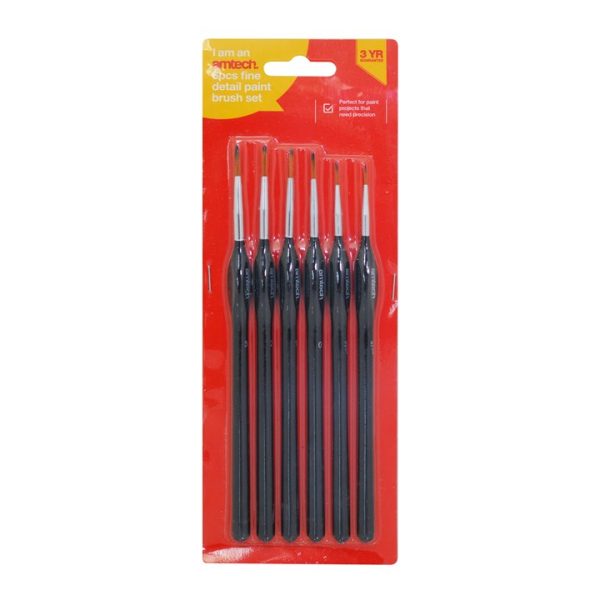 6pc fine detail paint brush set