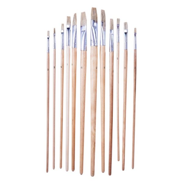 12 Piece flat tip art brush set