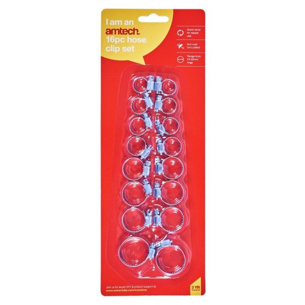 16 Piece hose clip set