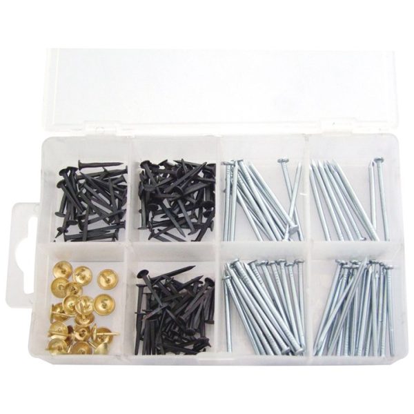 500 Piece set of assorted nails, tacks and push pins