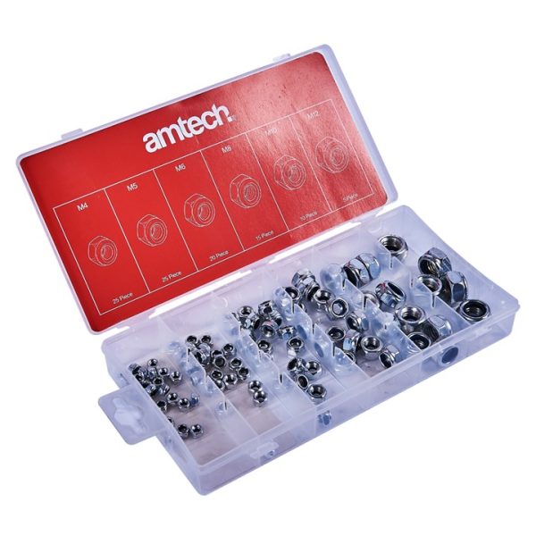 100 Piece assorted locking nut set