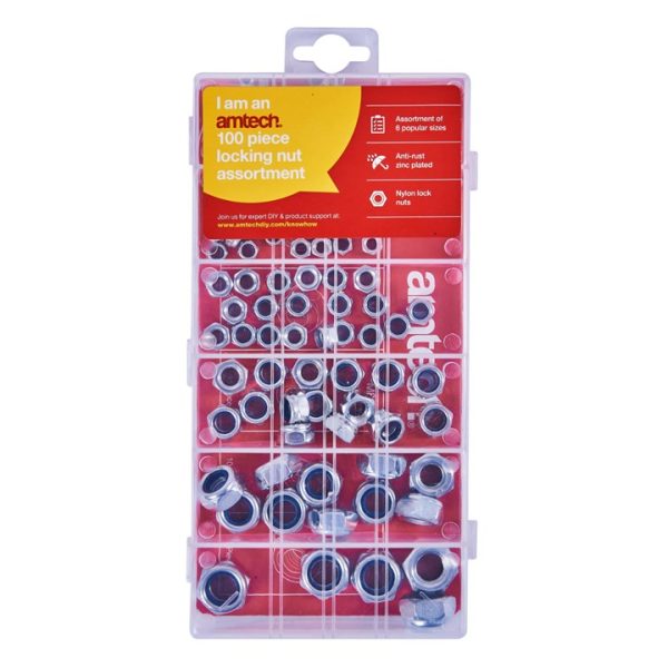 100 Piece assorted locking nut set