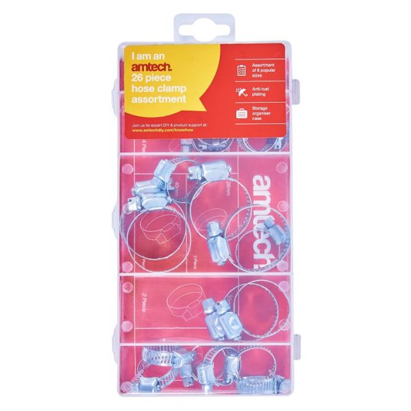 26 Piece assorted hose clamp set