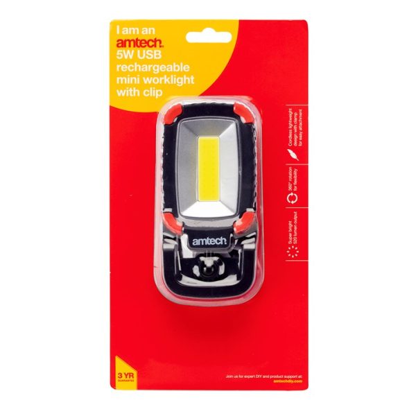 Amtech 5W COB USB rechargeable mini worklight