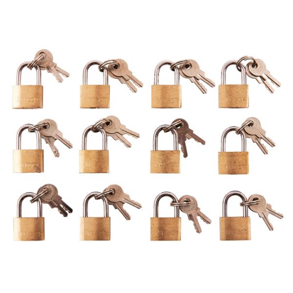 12 Piece 20mm brass padlock set