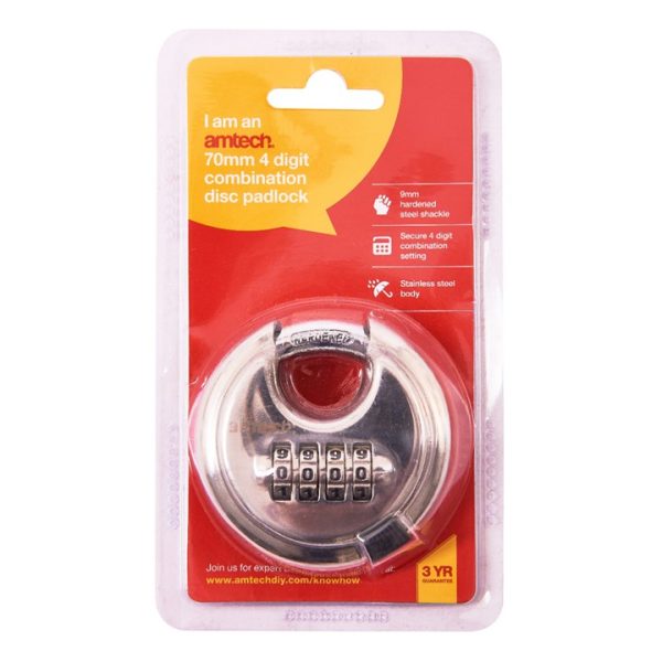 70mm 4 Digit stainless steel combination padlock