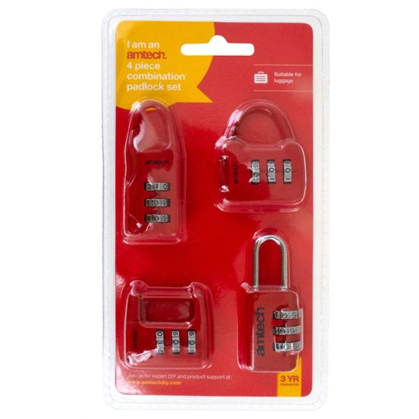 4 Piece combination padlock set