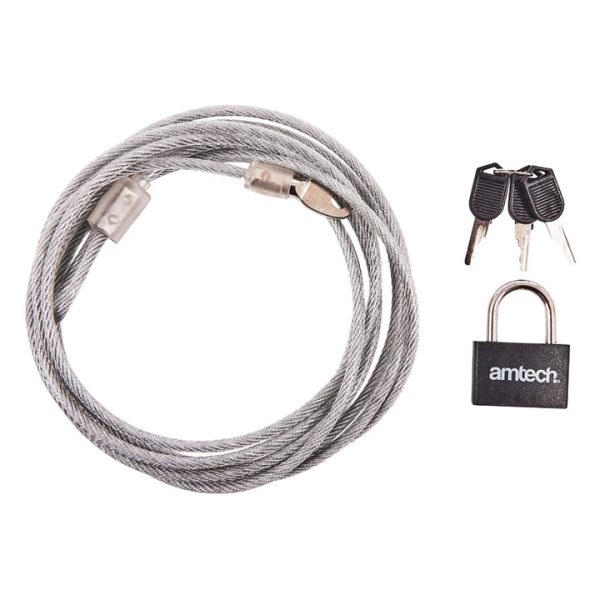 300cm (120") x 4mm security cable with padlock