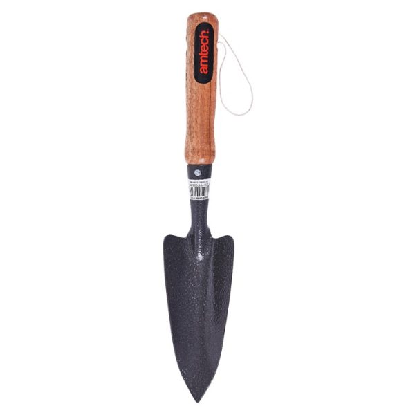 Potting trowel with wooden handle