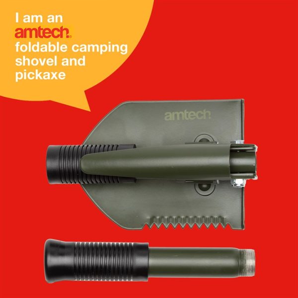 Amtech foldable camping shovel and pickaxe