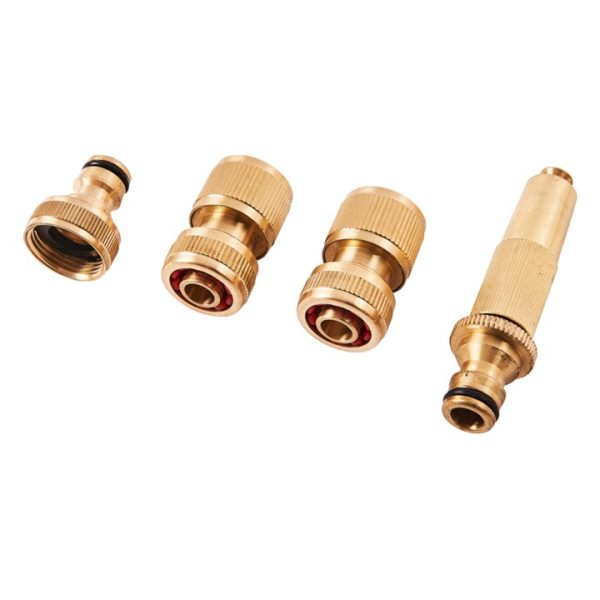 4 Piece brass hose fitting set