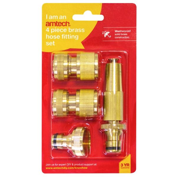 4 Piece brass hose fitting set