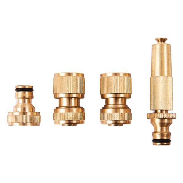 4 Piece brass hose fitting set