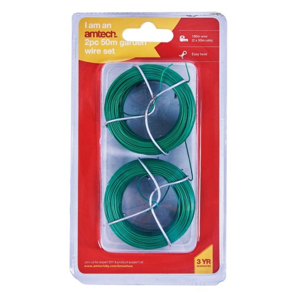 2 piece 50m plastic coated garden wire set