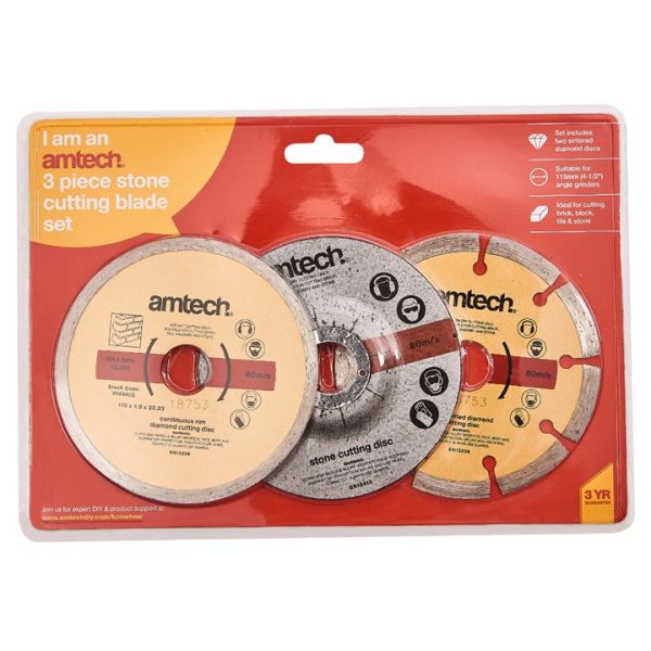 3 Piece 115mm (4.5") diamond and cut off blade set